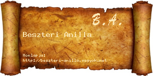 Beszteri Anilla névjegykártya